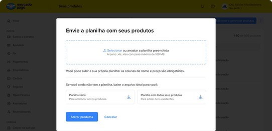 Spreadsheet upload modal